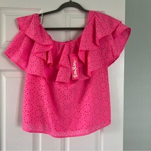 Lilly Pulitzer Neon Sunburst Eyelet Blouse